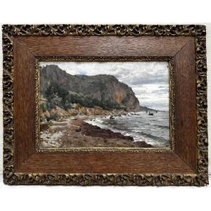 Jules Rousset (1840-1921) Seaside, Beaulieu - Landscape, Marine, Provence, 19th Century - Painting