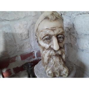 Head Of Anatole France In Wax By Gaston Deprez 