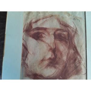 Paul Chmaroff Red Chalk Drawing