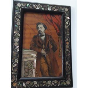 19th Century Marquetry Miniature Portrait