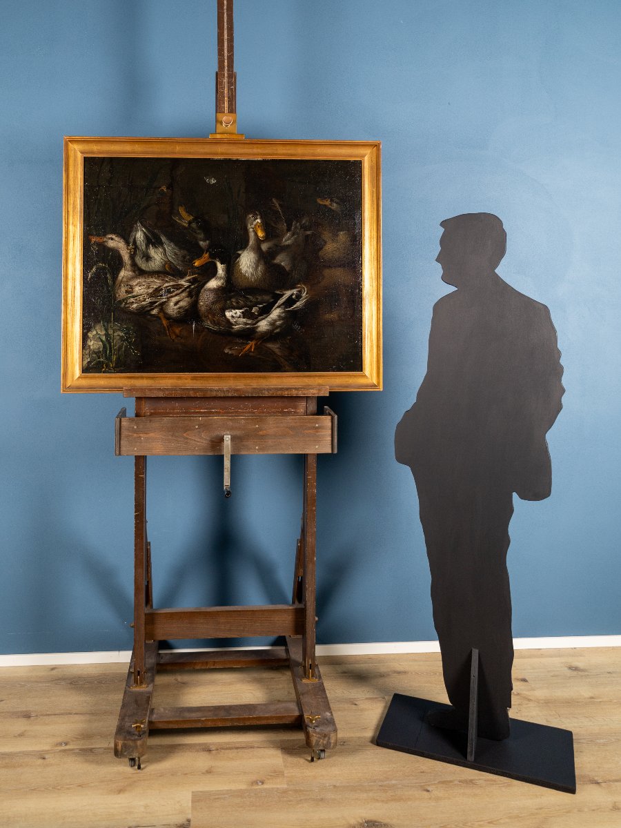 Nature morte aux canards, école de Monsù Aurora, XIXe siècle, huile sur toile-photo-2