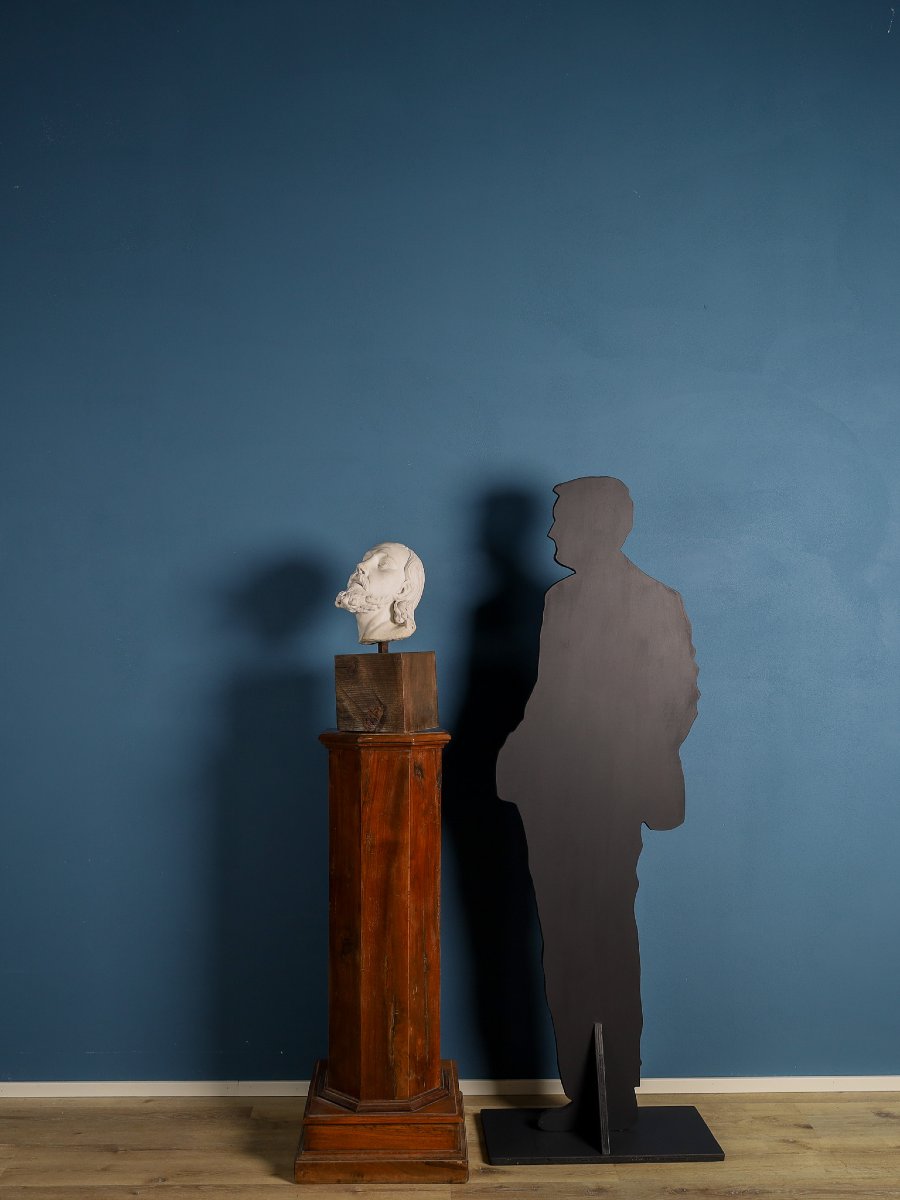 Tête d’homme barbu aux longs cheveux en marbre, Girolamo Ticciati (1676-1744), École italienne-photo-2