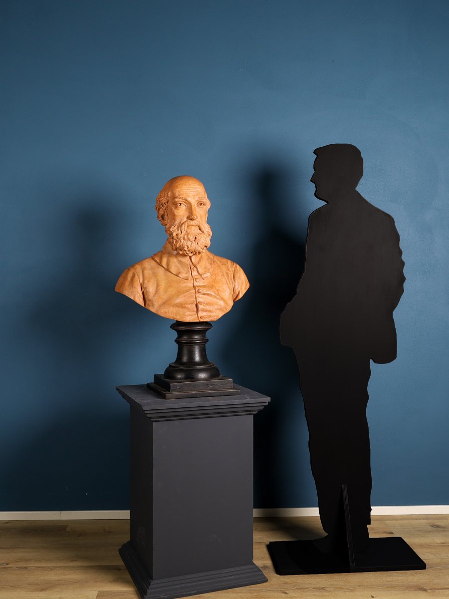 Buste en terre cuite représentant Andrea Palladio, École italienne, XIXe siècle-photo-2