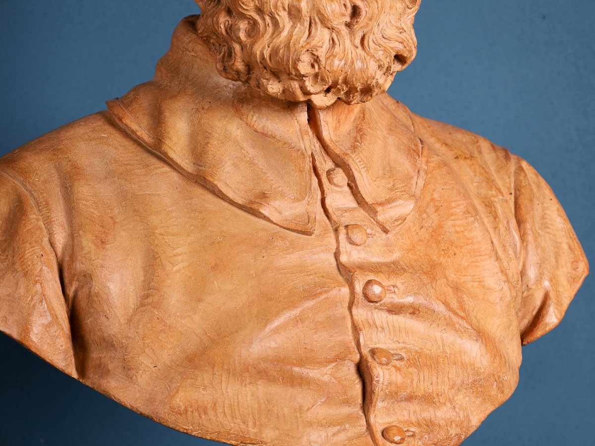 Buste en terre cuite représentant Andrea Palladio, École italienne, XIXe siècle-photo-4