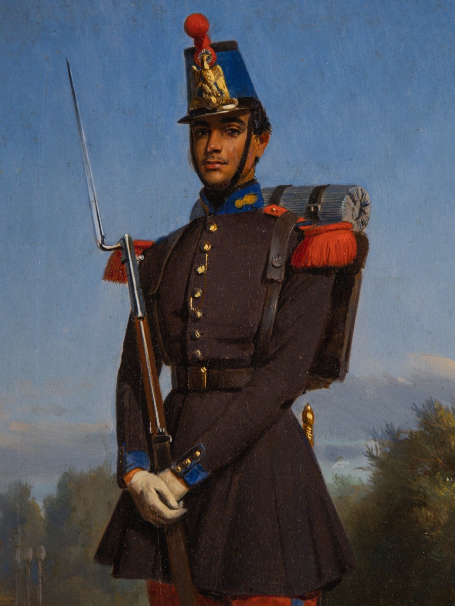 Militare in uniforme, firmato e datato 1844, André Fontaine (1802–?), XIX secolo-photo-1