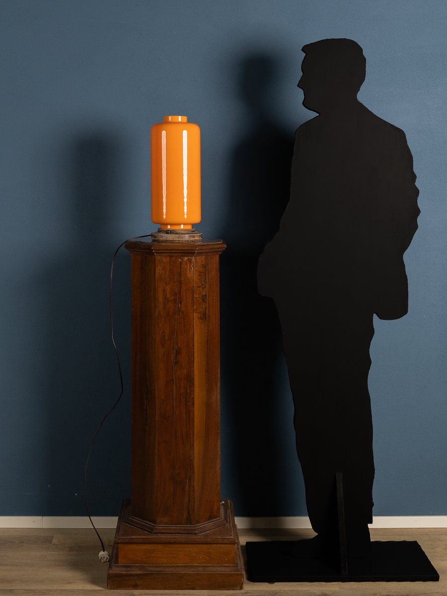 Vaso Venini in vetro arancio opalino, Carlo Scarpa, firmato all’acido sul fondo-photo-2