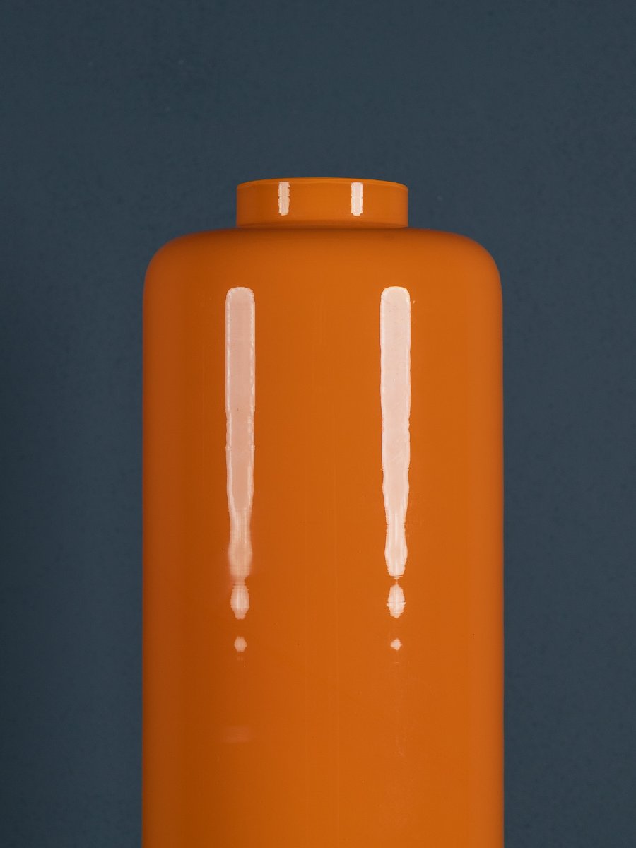 Vaso Venini in vetro arancio opalino, Carlo Scarpa, firmato all’acido sul fondo-photo-2