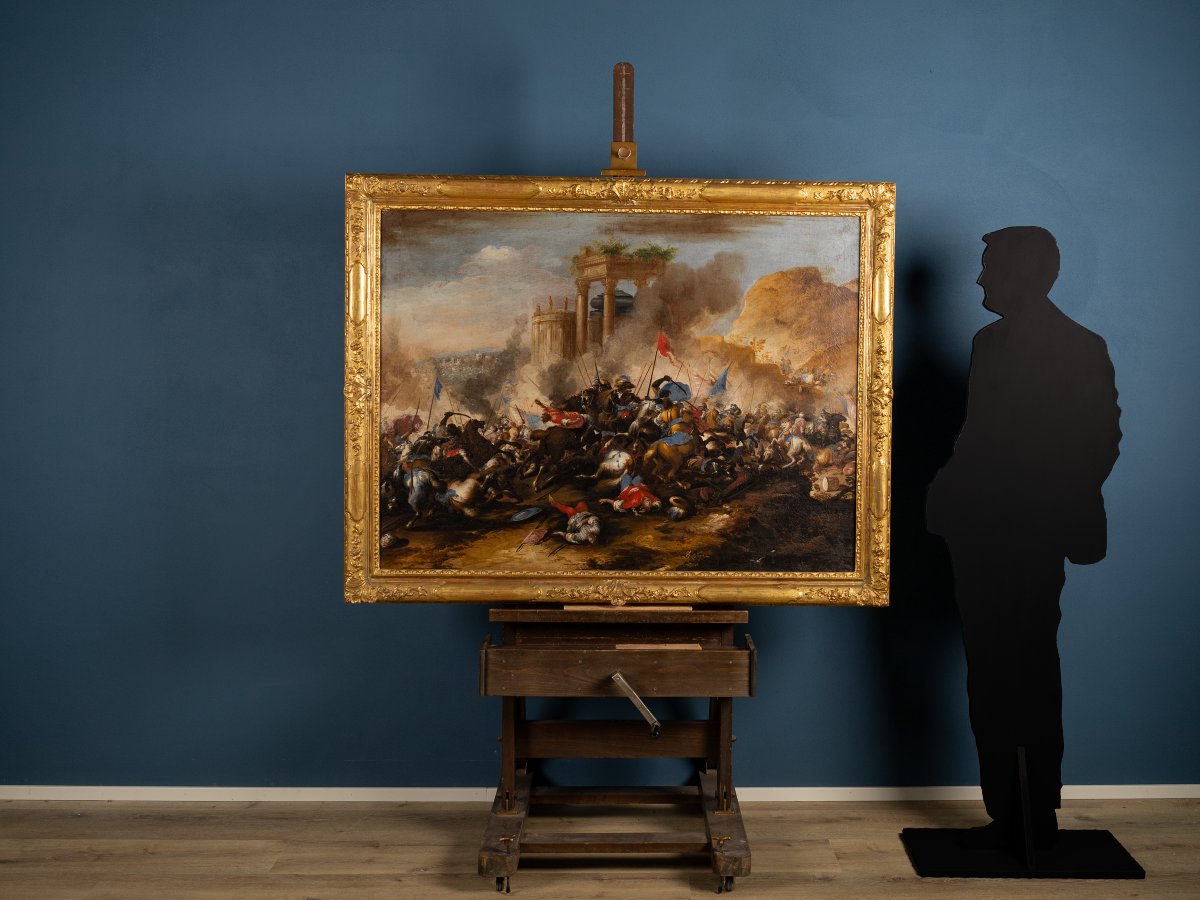 Scena di battaglia, Antonio Calza (1653–1725), con perizia di Egidio Martini-photo-2