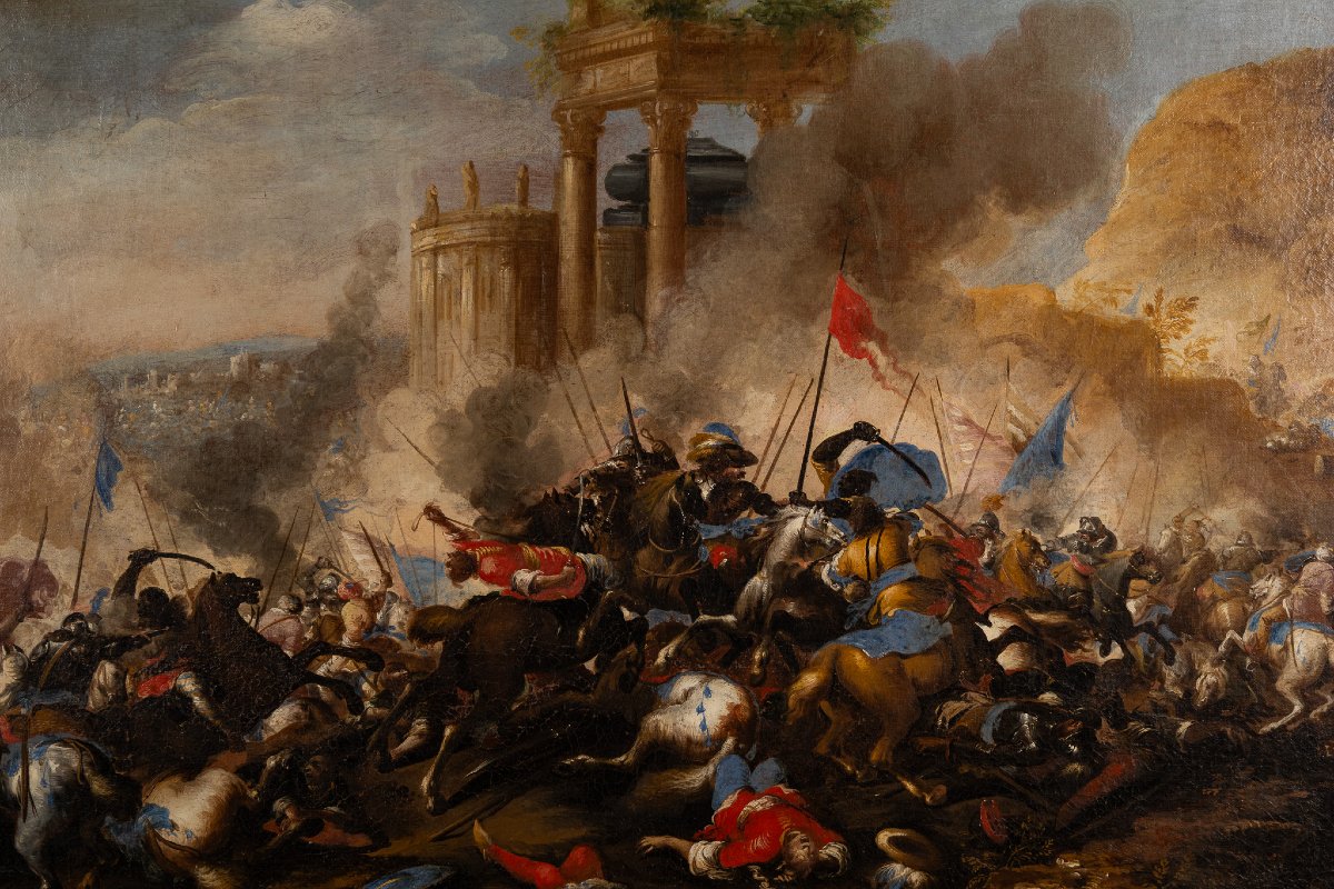 Scena di battaglia, Antonio Calza (1653–1725), con perizia di Egidio Martini-photo-3
