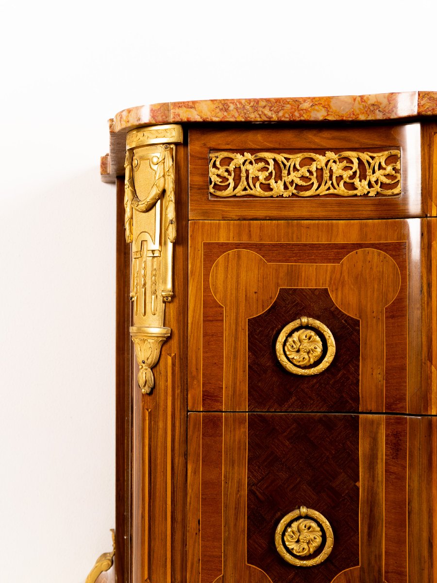 Comò in stile Napoleone III, Intarsi e applicazioni in bronzo dorato, Francia XIX secolo-photo-4