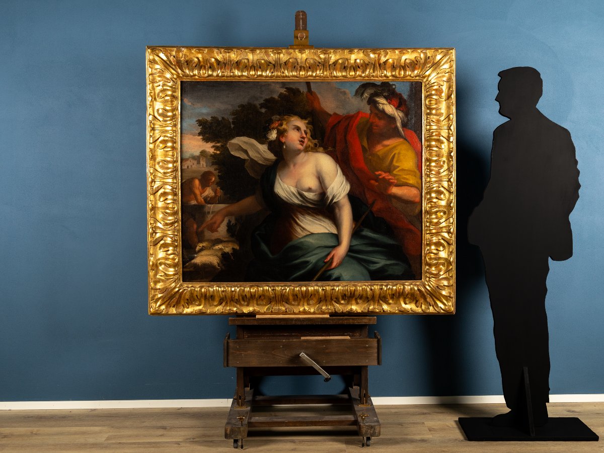 Gio Raffaele Badaracco (Genova 1648-1726), Rachele e Giacobbe, Dipinto barocco Genovese-photo-3