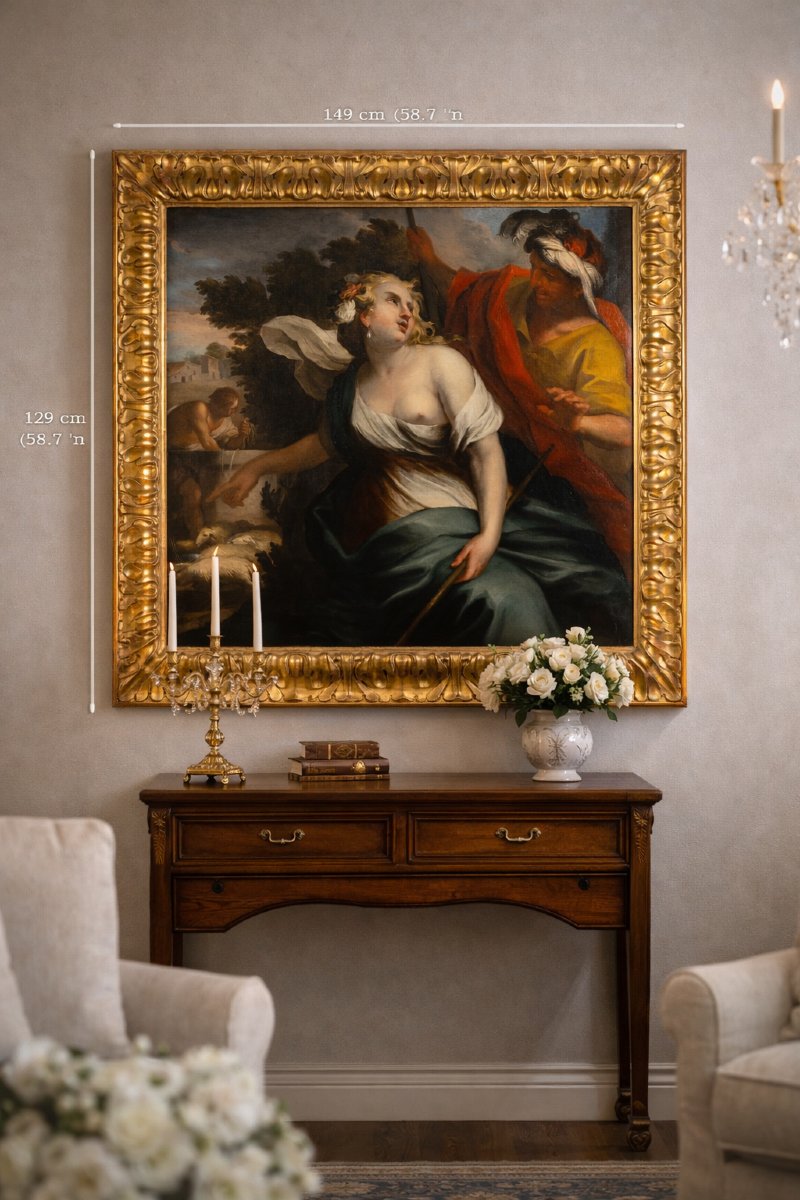 Gio Raffaele Badaracco (Genova 1648-1726), Rachele e Giacobbe, Dipinto barocco Genovese-photo-1