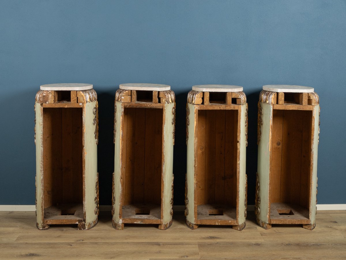 Elegante set di 8 colonne in legno laccato e dorato a mecca, fine XVIII secolo-photo-2