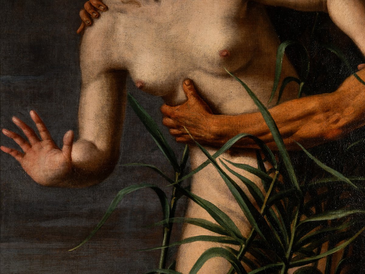 Giovanni Venanzi (Pesaro 1627–1705), Pan e Siringa, 1674, olio su tela firmato e datato-photo-2