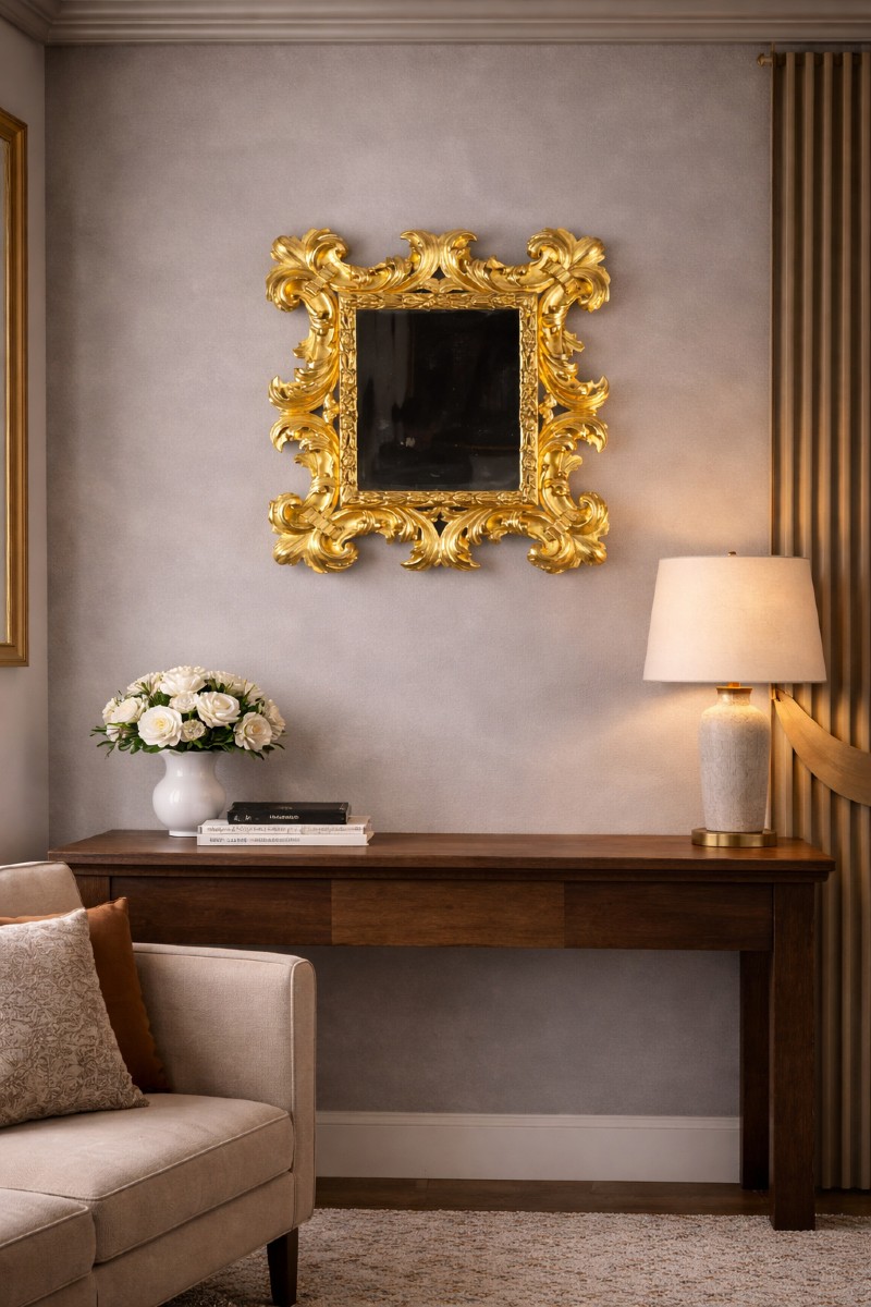 Cornice italiana in legno con oro zecchino, periodo Luigi XIV, prima metà del XVIII secolo-photo-1