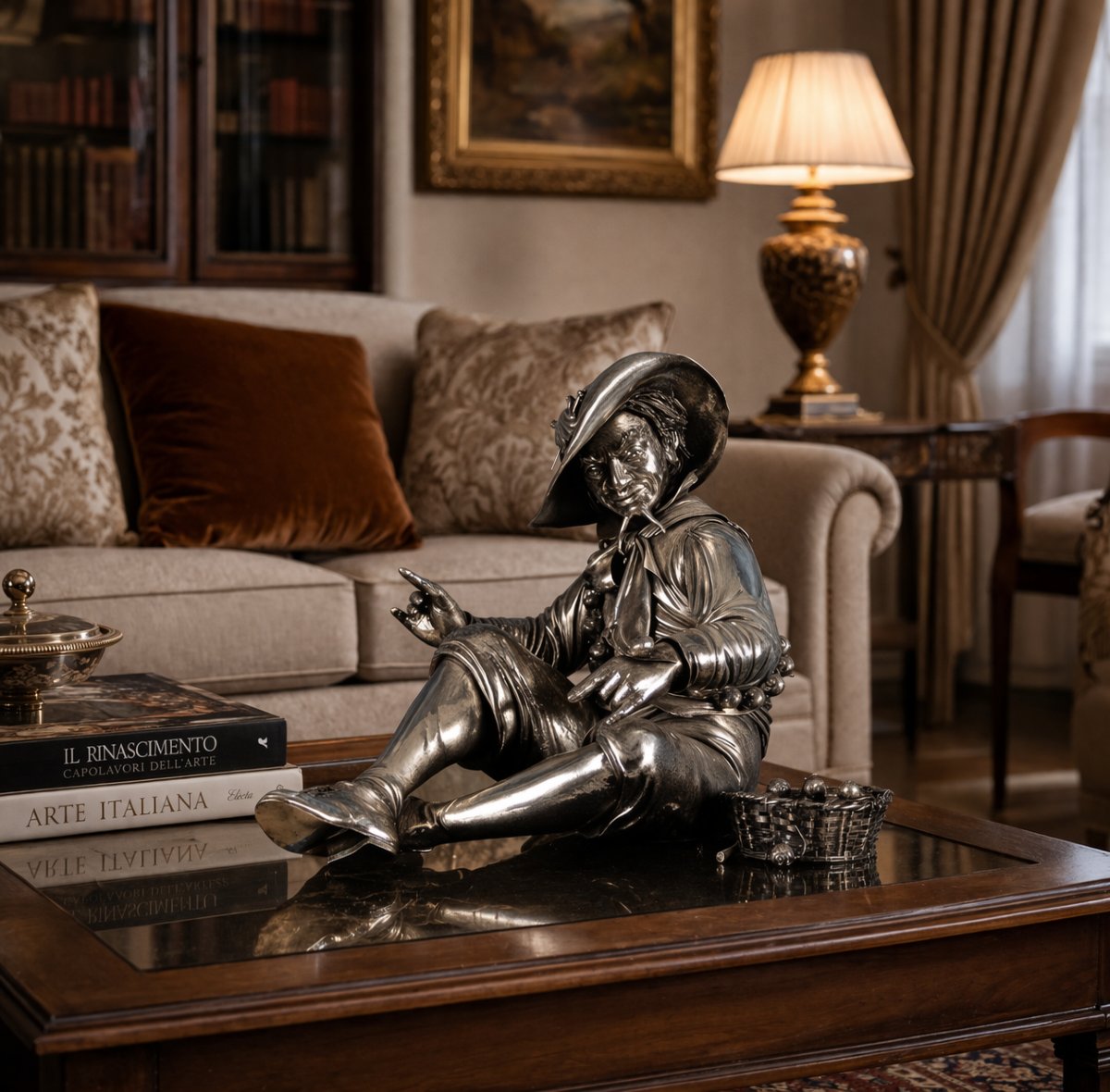 Scultura in argento 800 raffigurante personaggio fiammingo con lumache, XIX–XX secolo-photo-1