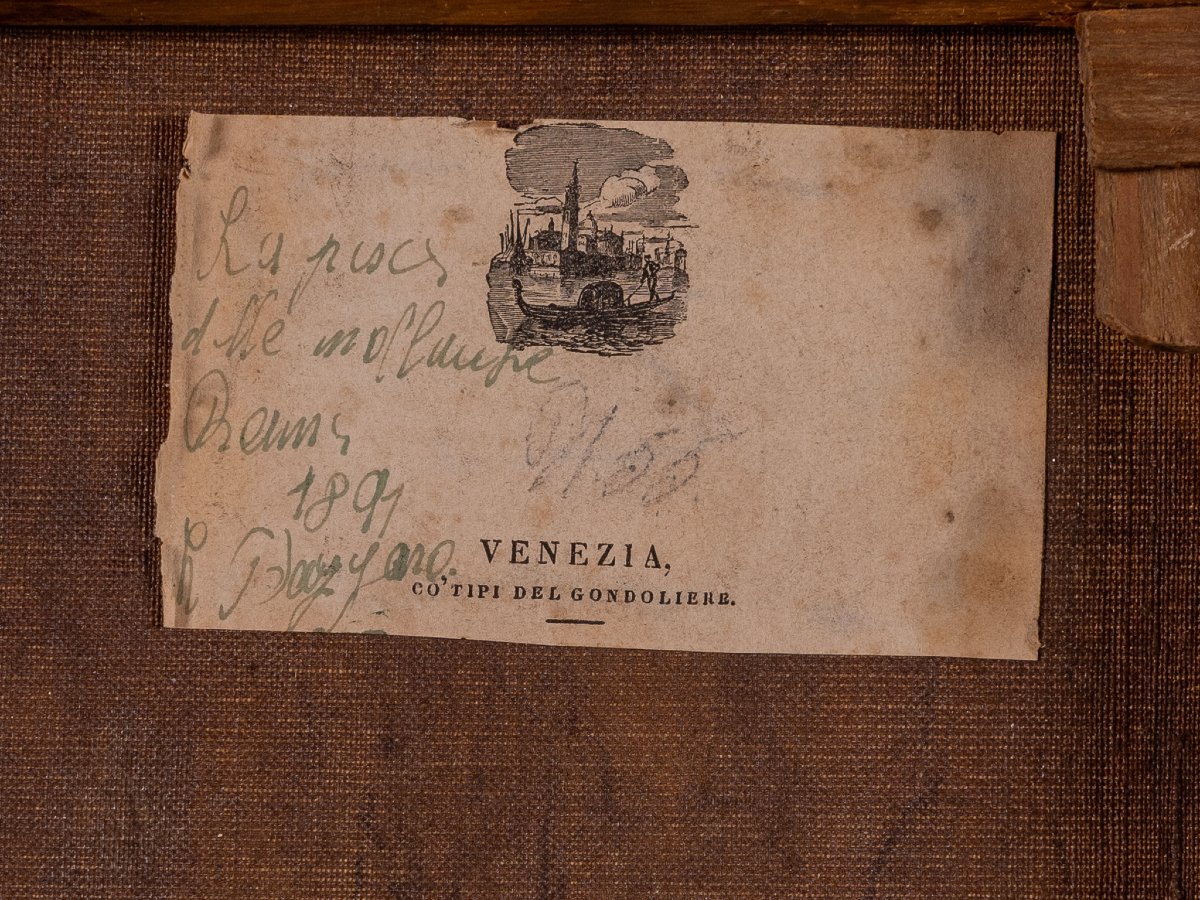 L. Bazzaro (1853–1937), “La pesca delle mollucche”, 1891, Importante olio su tela -photo-4