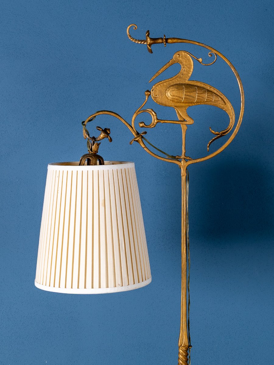 Lampada da terra Art Déco in ferro battuto di Carlo Rizzarda, Italia, anni ’30-photo-4