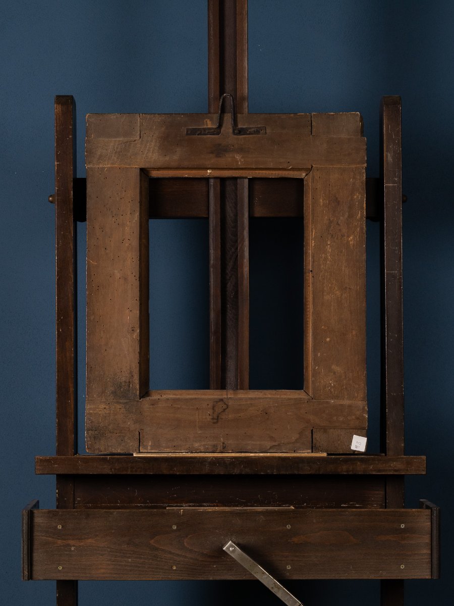 Cornice a cassetta rinascimentale, XVI secolo, legno intagliato e pirografato in oro zecchino-photo-3