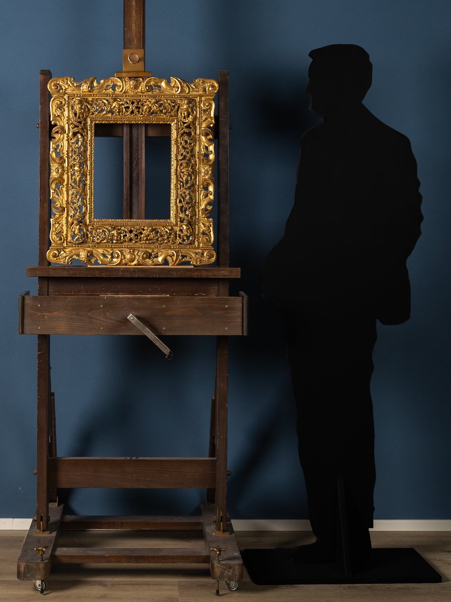 Cornice veneziana del XIX secolo in legno intagliato e dorato-photo-3