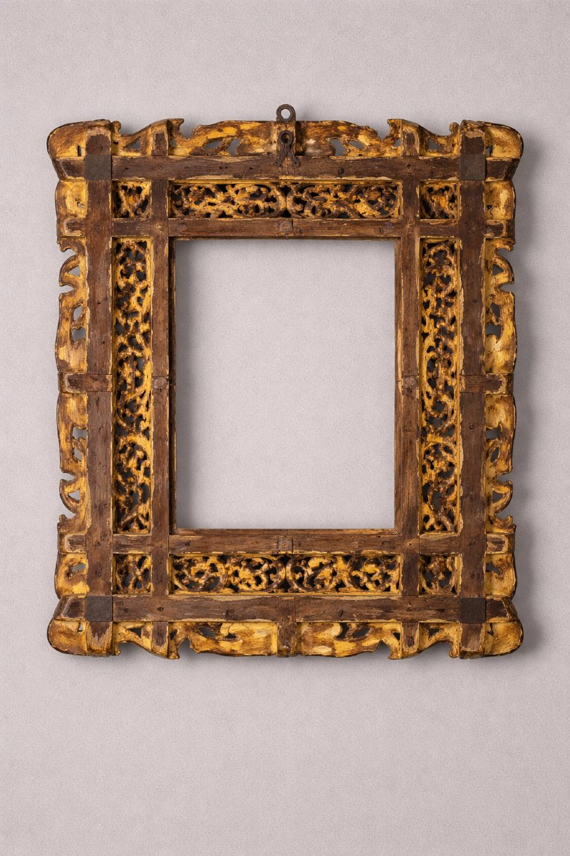 Cornice veneziana del XIX secolo in legno intagliato e dorato-photo-4