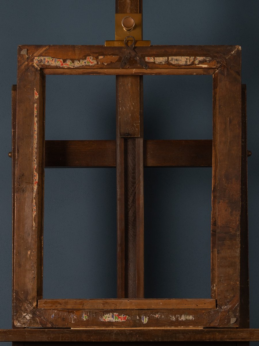 Cornice del XVIII secolo in legno dorato a cassetta, decorata a foglie d’acanto -photo-3