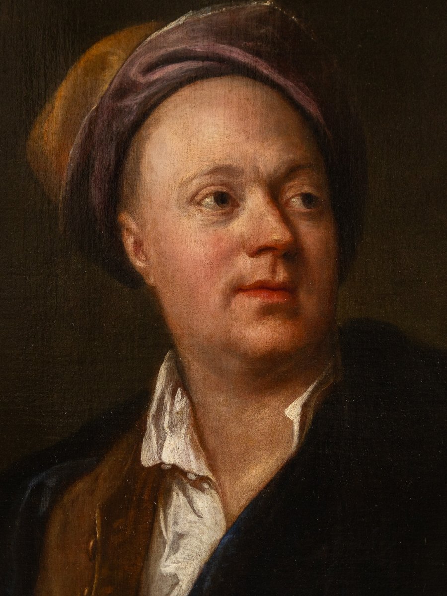 Salomon Adler, Ritratto di gentiluomo letterato, olio su tela del XVII secolo-photo-1