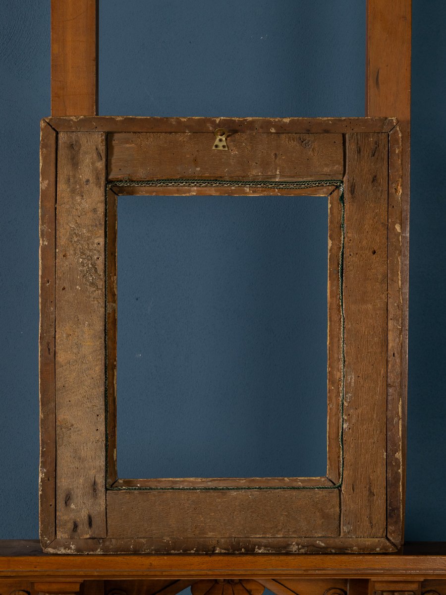 Cornice italiana d’inizio XVII secolo in legno intagliato e dorato-photo-2