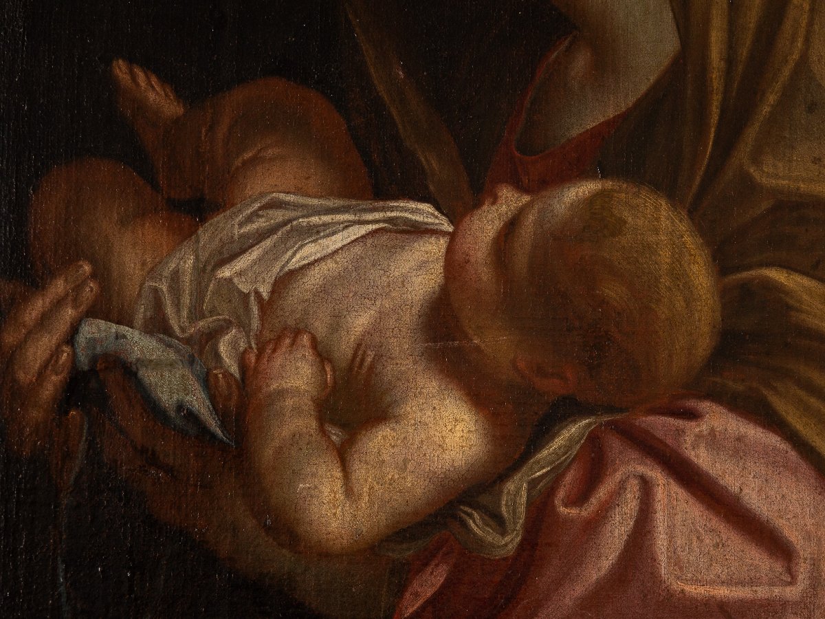 Madonna con Bambino, Olio su tela, bottega di Carlo Maratta, Roma, fine XVII secolo-photo-1