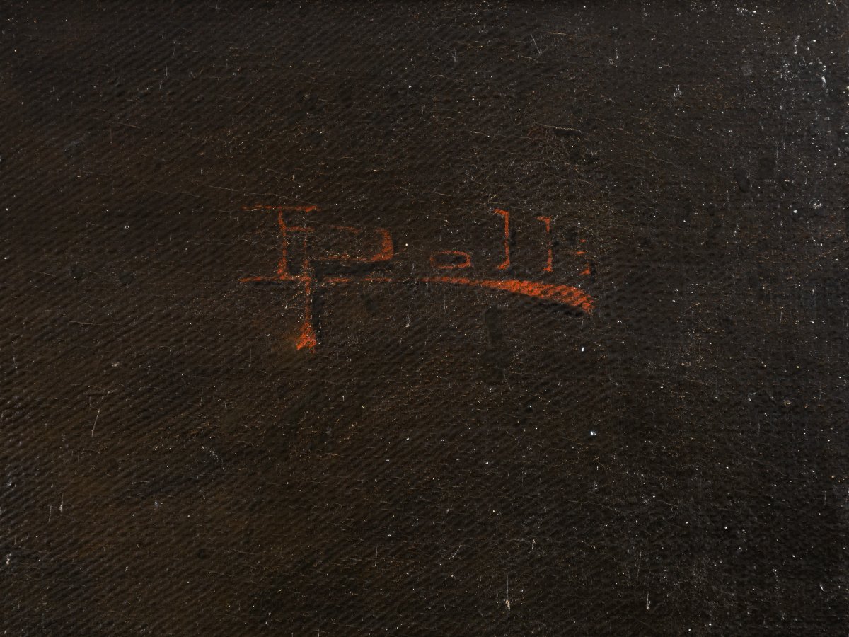 Giovanni Polli, Ritratto di giovane fanciulla al ricamo, olio su tela-photo-3