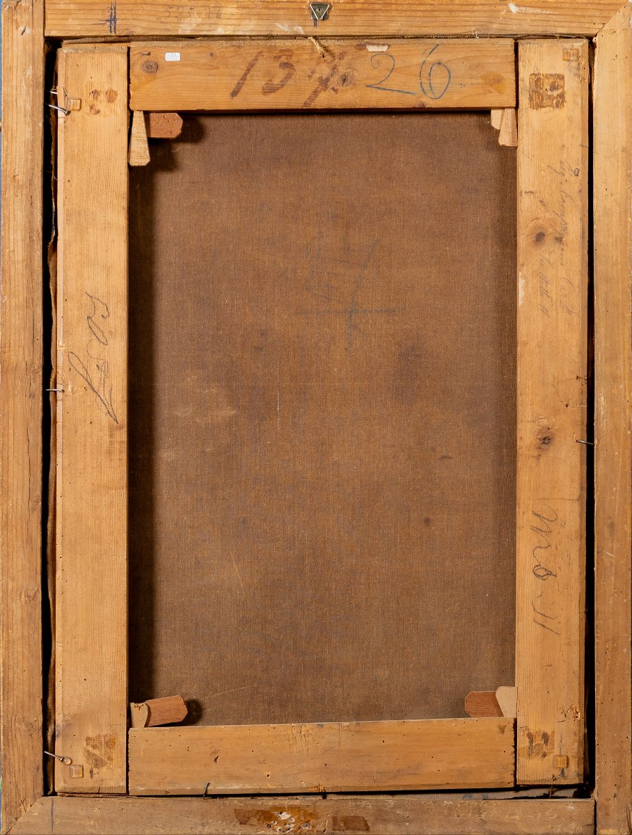 Giovanni Polli, Ritratto di giovane fanciulla al ricamo, olio su tela-photo-4