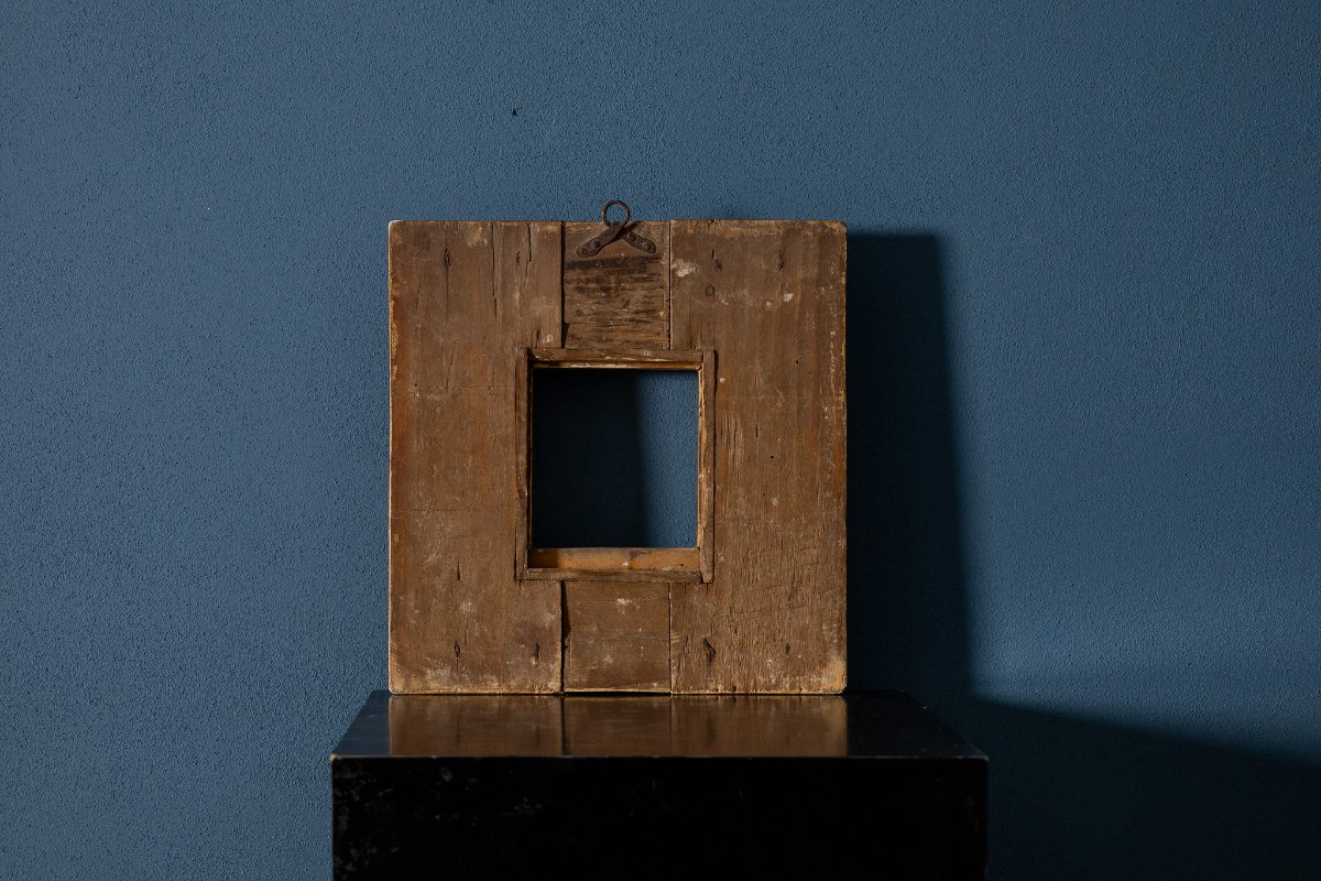 Cornice italiana del XVIII secolo in legno intagliato e dorato-photo-2