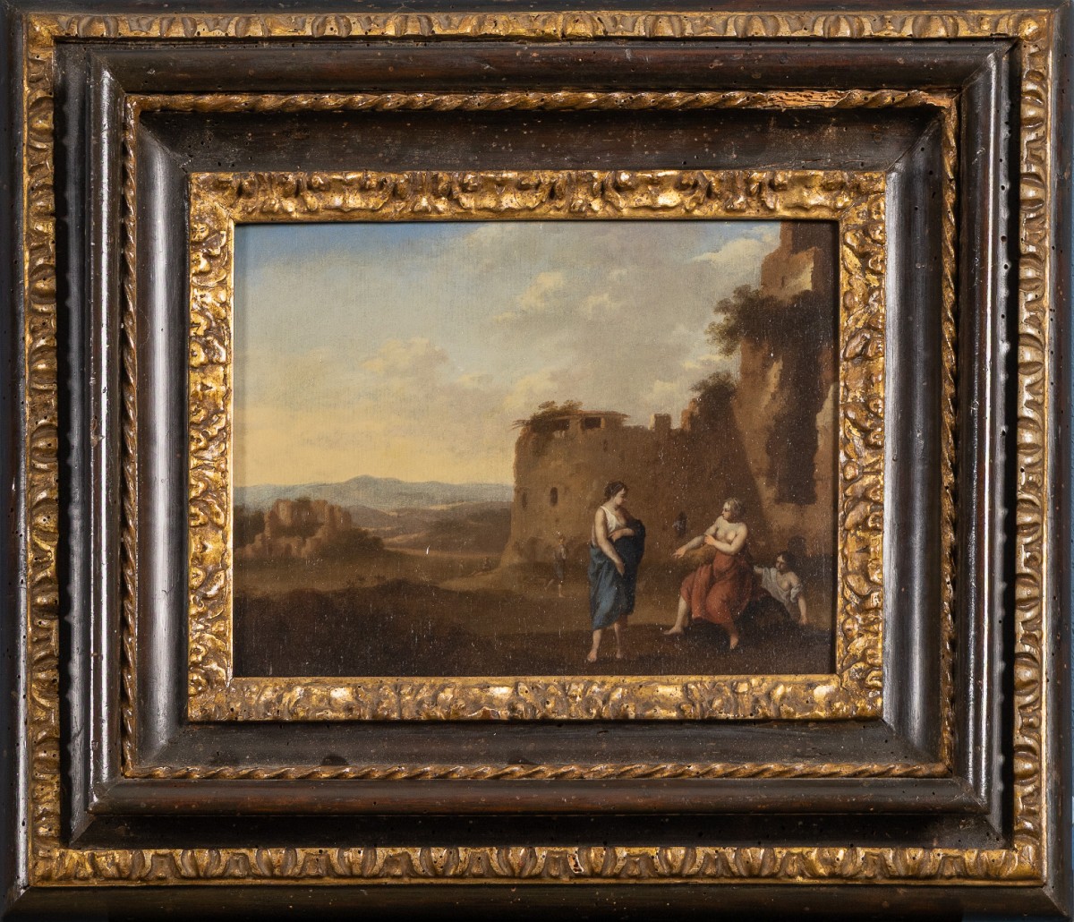 Van Poelenburgh, Paesaggio della campagna romana con figure e rovine, XVII secolo