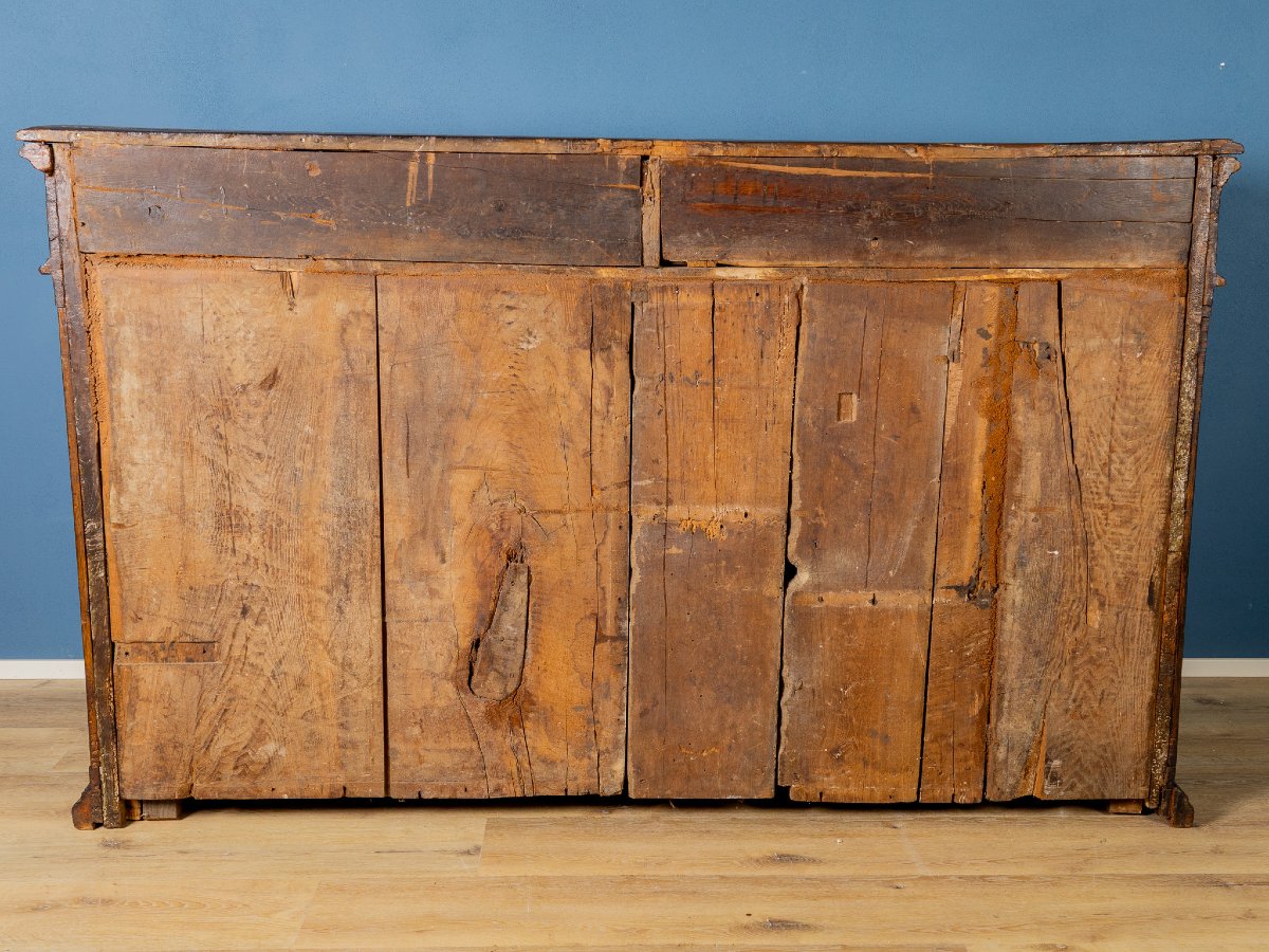 Credenza in castagno e legni vari, del XVII secolo, Italia centrale-photo-2