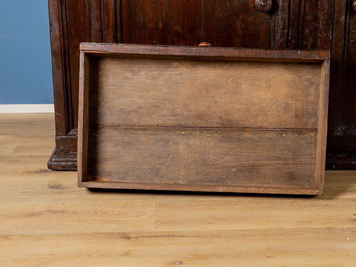 Credenza in castagno e legni vari, del XVII secolo, Italia centrale-photo-5
