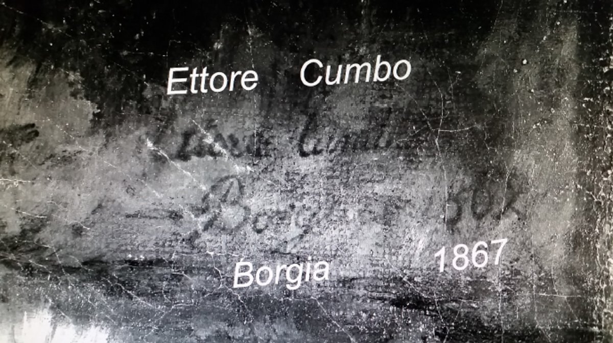 Paesaggio della Campagna Romana, firmato e datato Ettore Cumbo Borgia, olio su tela, XIX secolo-photo-4