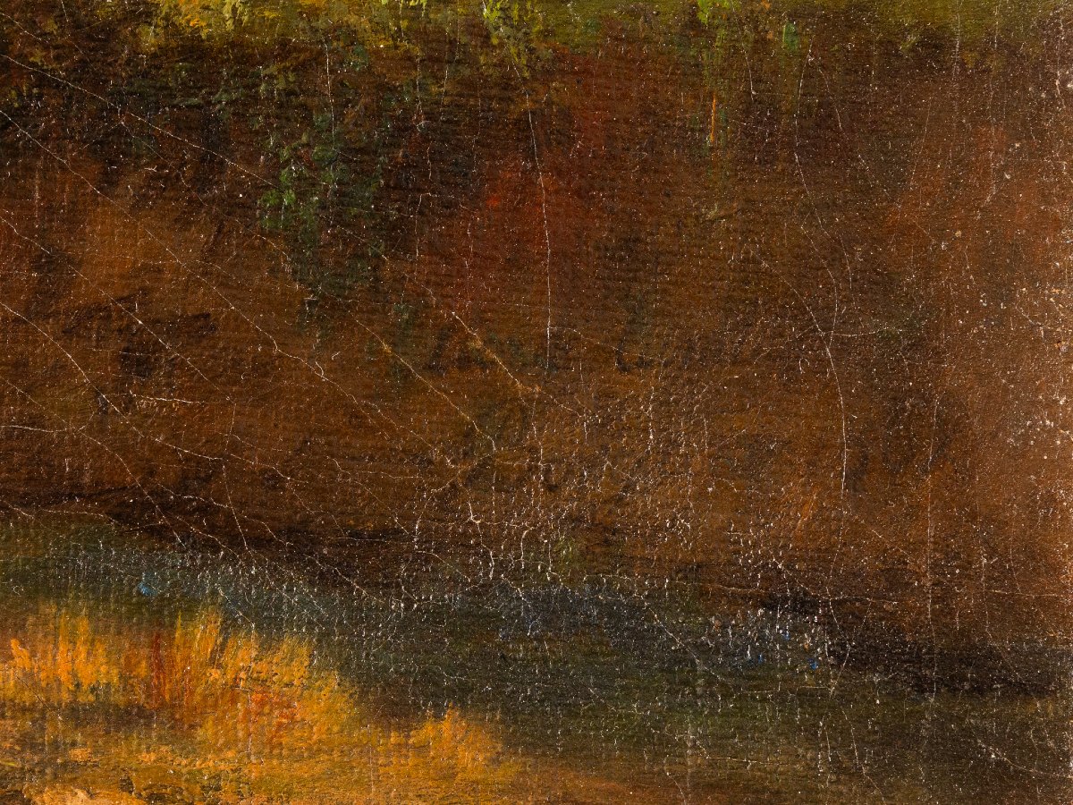 Paesaggio della Campagna Romana, firmato e datato Ettore Cumbo Borgia, olio su tela, XIX secolo-photo-1
