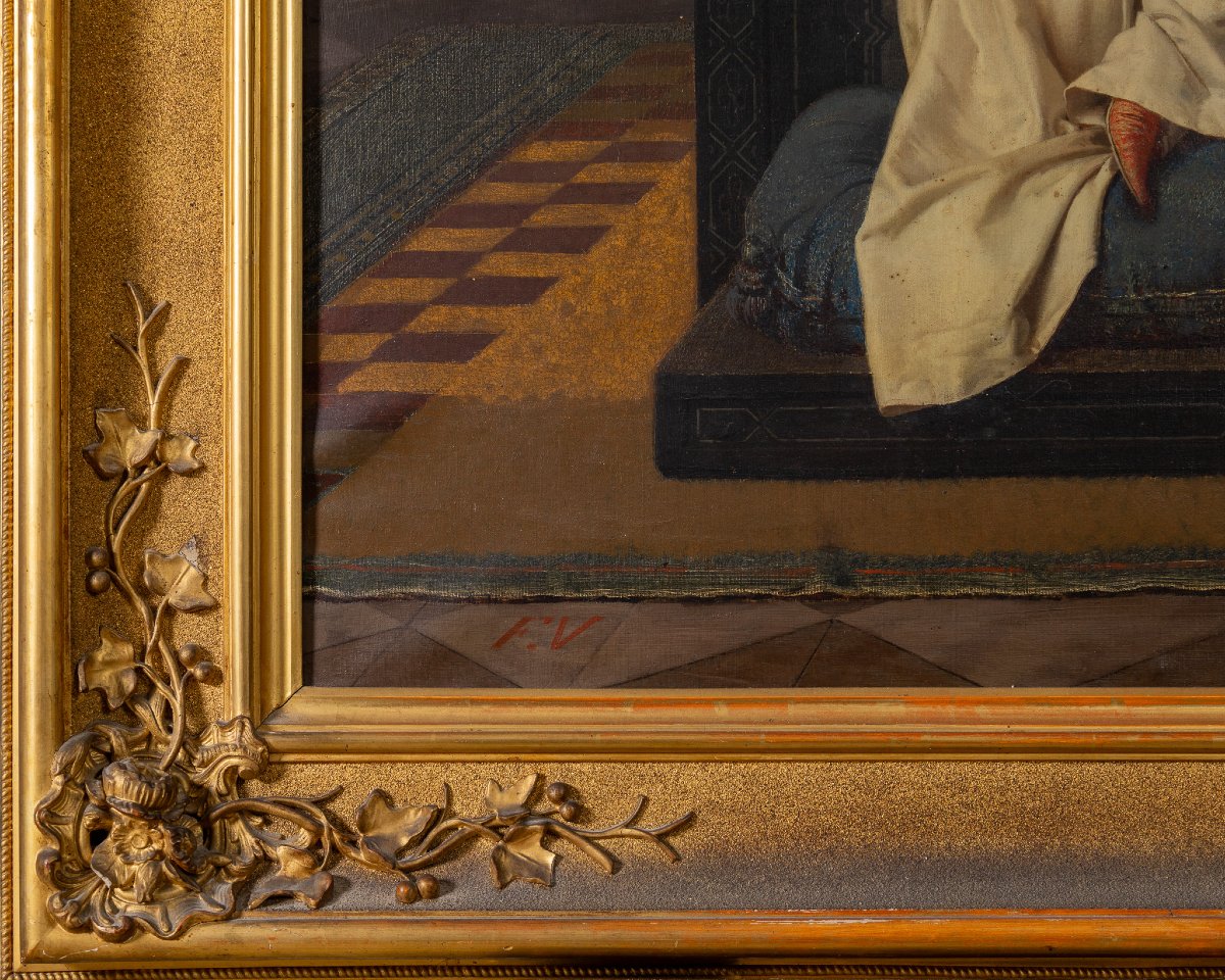F. Valaperta, Ghismunda e Guiscardo, scena dal Decamerone (Boccaccio), Olio su tela siglato F.V-photo-4