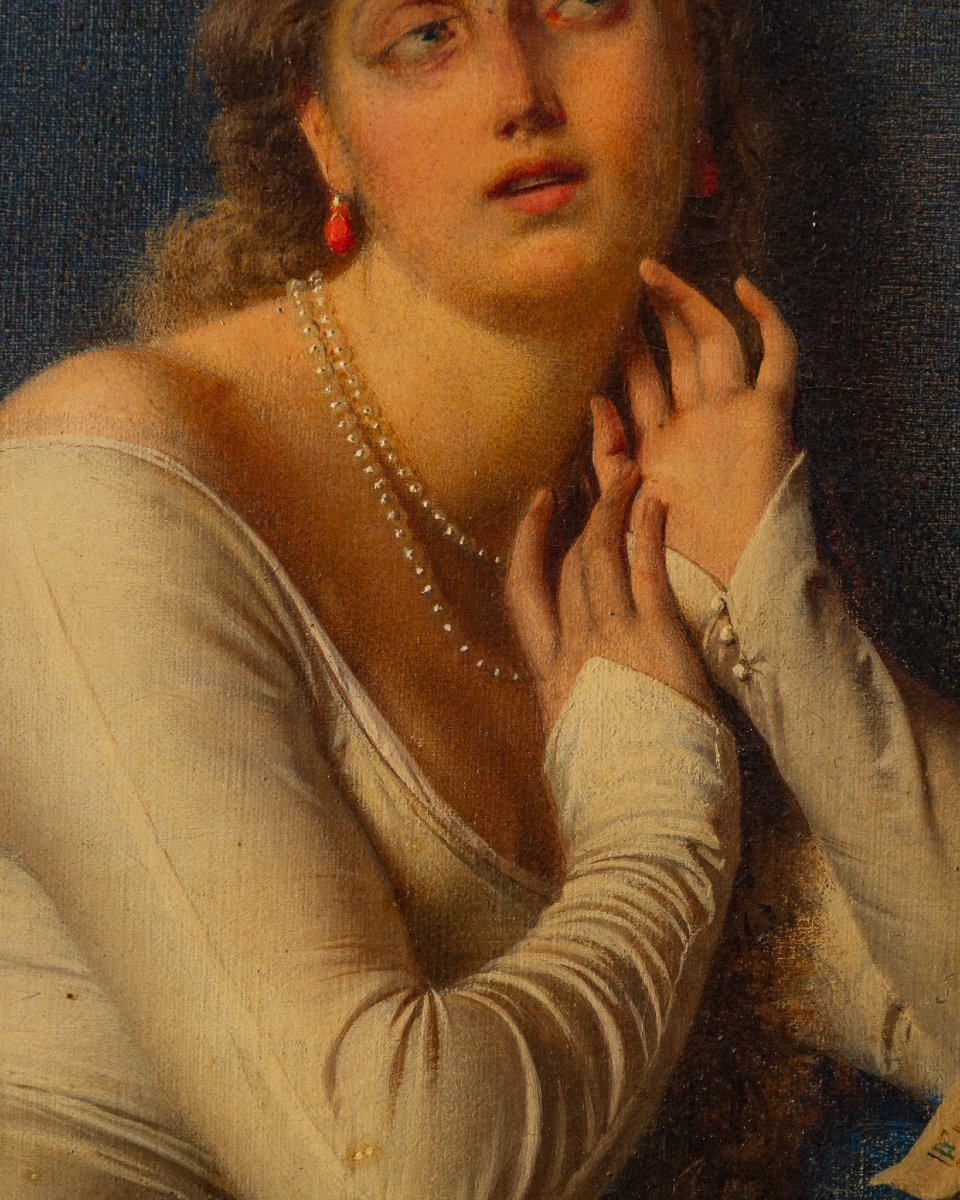 F. Valaperta, Ghismunda e Guiscardo, scena dal Decamerone (Boccaccio), Olio su tela siglato F.V-photo-3