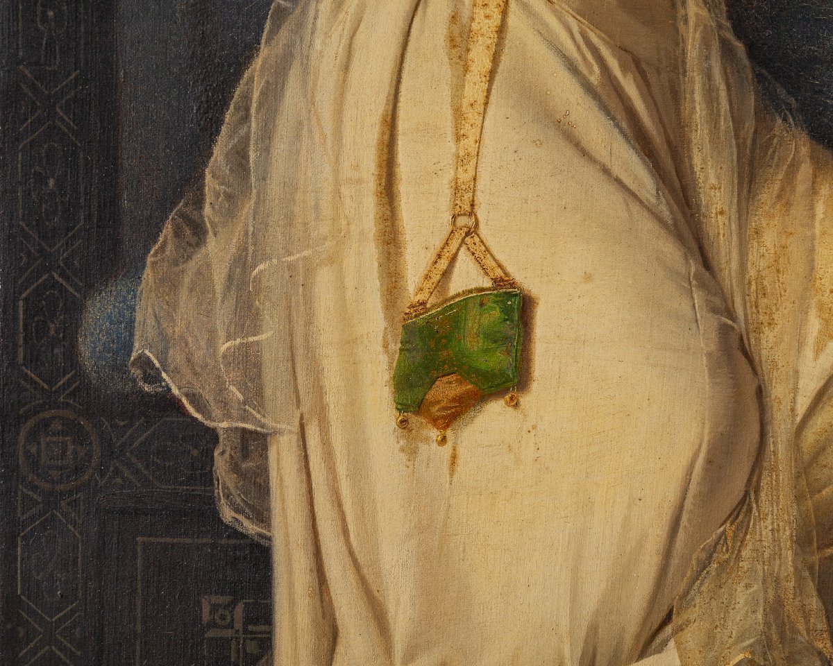 F. Valaperta, Ghismunda e Guiscardo, scena dal Decamerone (Boccaccio), Olio su tela siglato F.V-photo-4