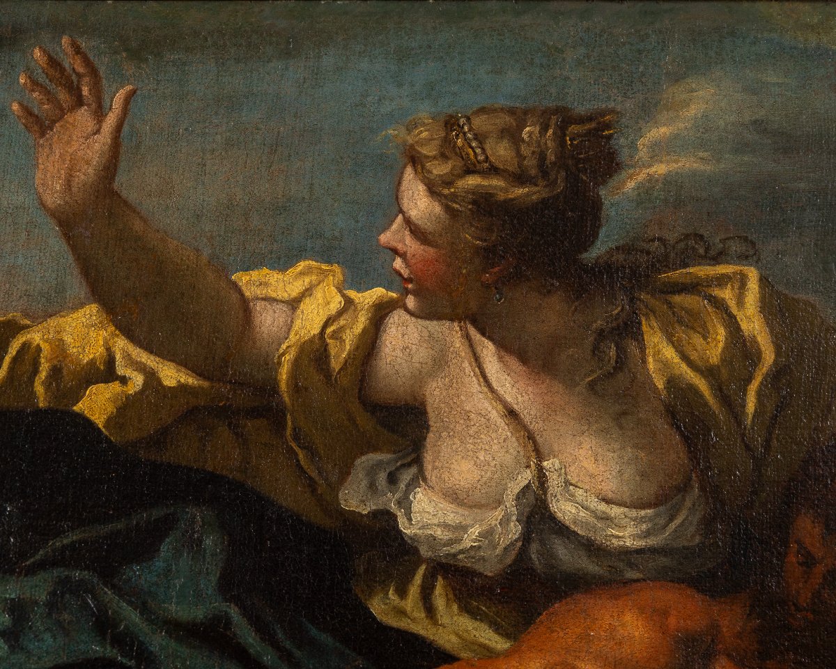 Dipinto XVIII secolo, Girolamo Brusaferro? Il ratto di Deianira da parte del centauro Nesso-photo-4