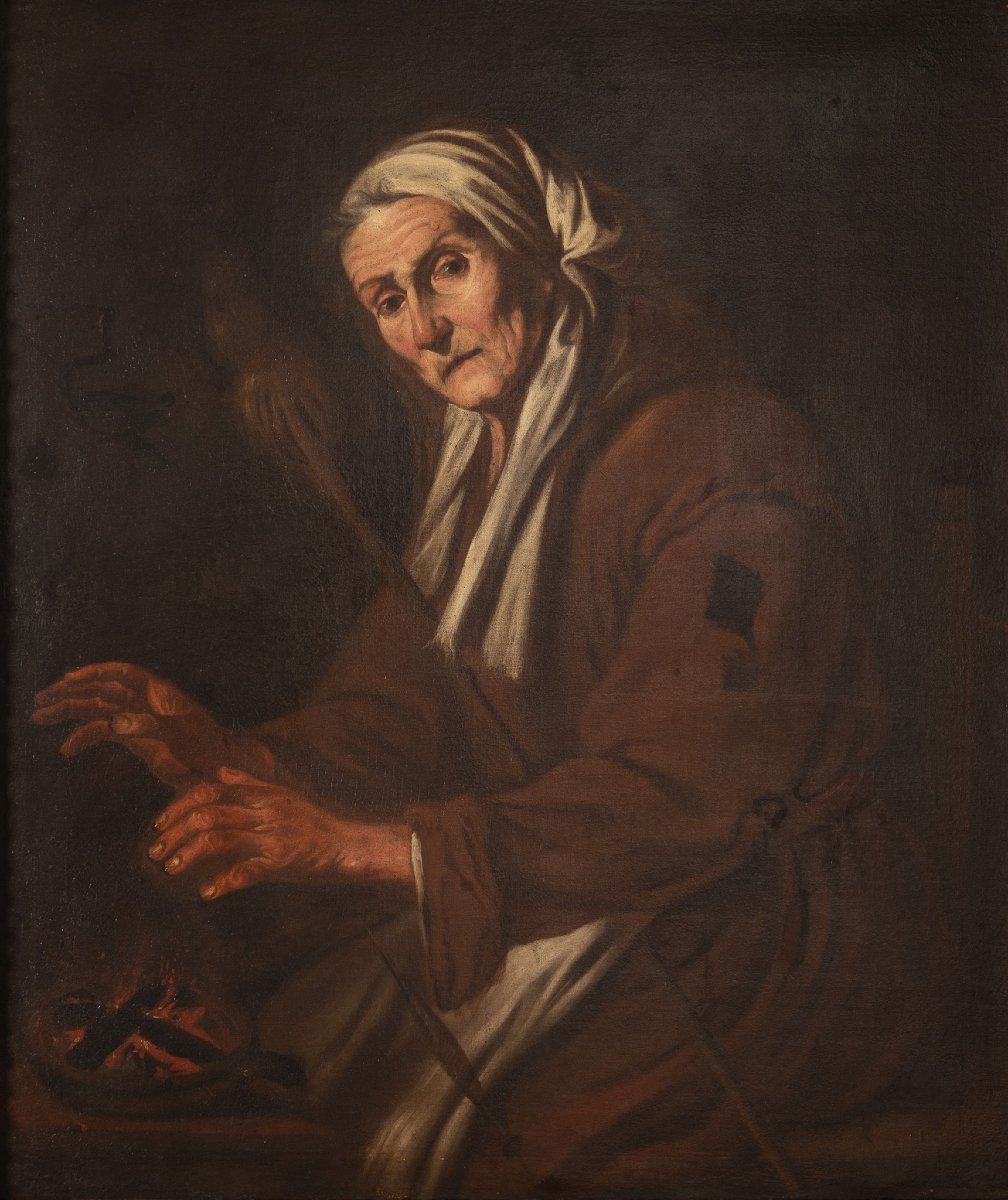 Cerchia Pietro Bellotti, La Filatrice come allegoria della Vanitas, olio su tela, XVII secolo-photo-4
