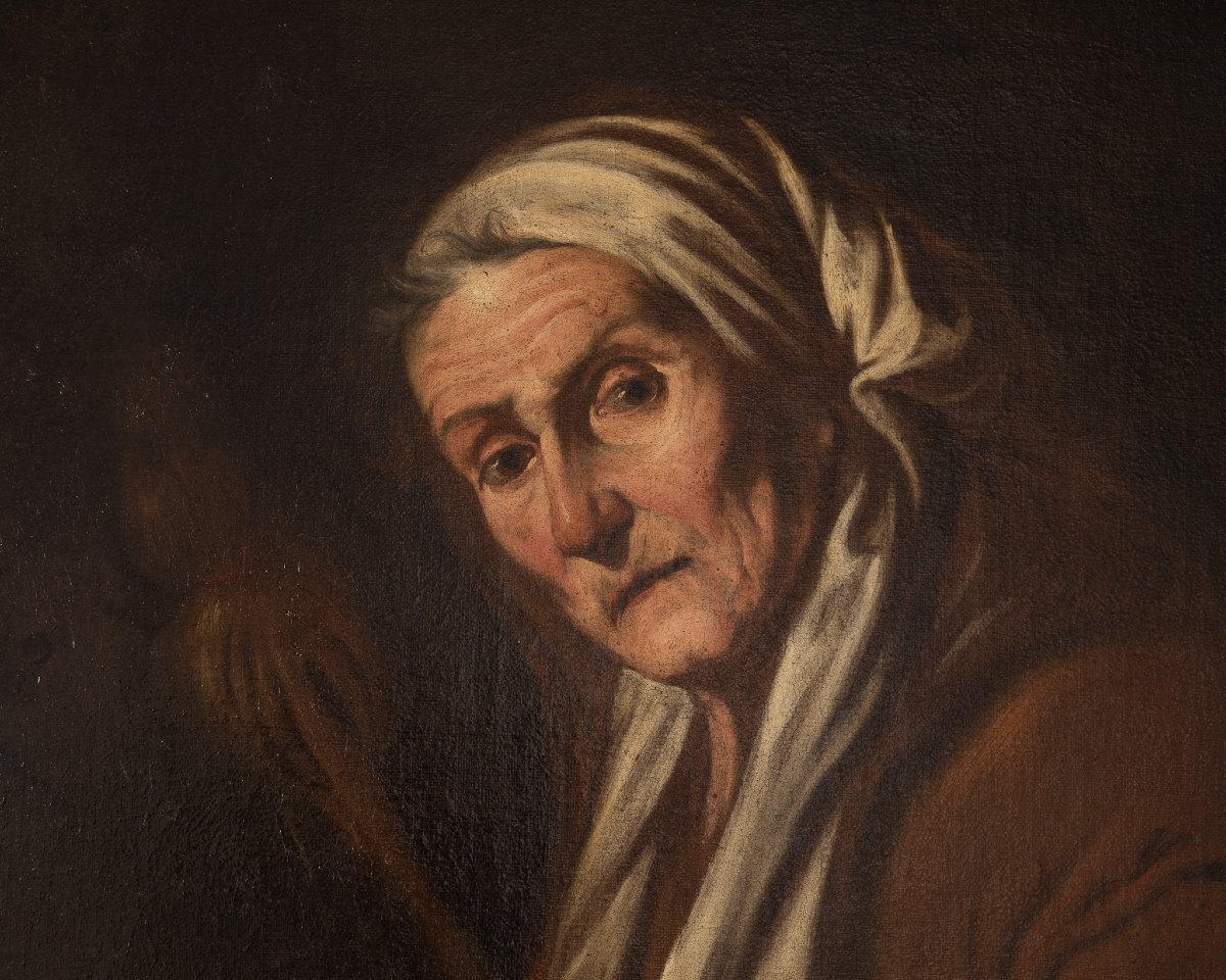Cerchia Pietro Bellotti, La Filatrice come allegoria della Vanitas, olio su tela, XVII secolo-photo-3