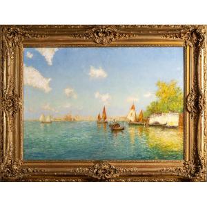 Albert Ferdinand Duprat (1882–1974), Veduta della Laguna di Venezia, olio su tela
