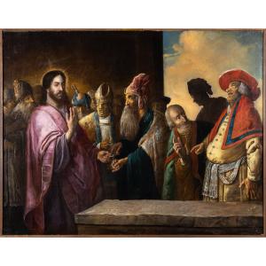 The Tribute To Caesar, Signed On The Parapet Hb F. (fecit), Upper Veneto 17th Century