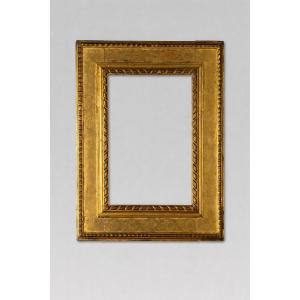 Cornice a cassetta rinascimentale, XVI secolo, legno intagliato e pirografato in oro zecchino