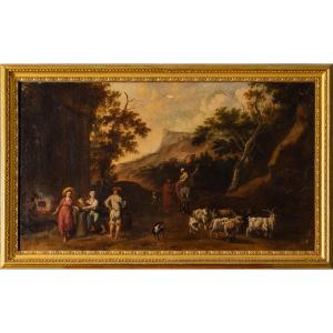 Rosa da Tivoli, Scena pastorale nella campagna romana, Roma fine XVII secolo