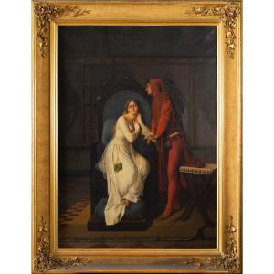 F. Valaperta, Ghismunda e Guiscardo, scena dal Decamerone (Boccaccio), Olio su tela siglato F.V