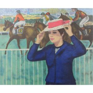 Horse Racing At Auteuil - Lady With Hat - François Gall