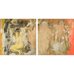 Vicente Vela - Two Large Figurative Expressionist Nude Studies